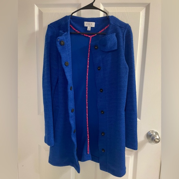 Vintage Elle Blue Knit Bow Snap Button Down Sweater Jacket XS - Picture 7 of 10